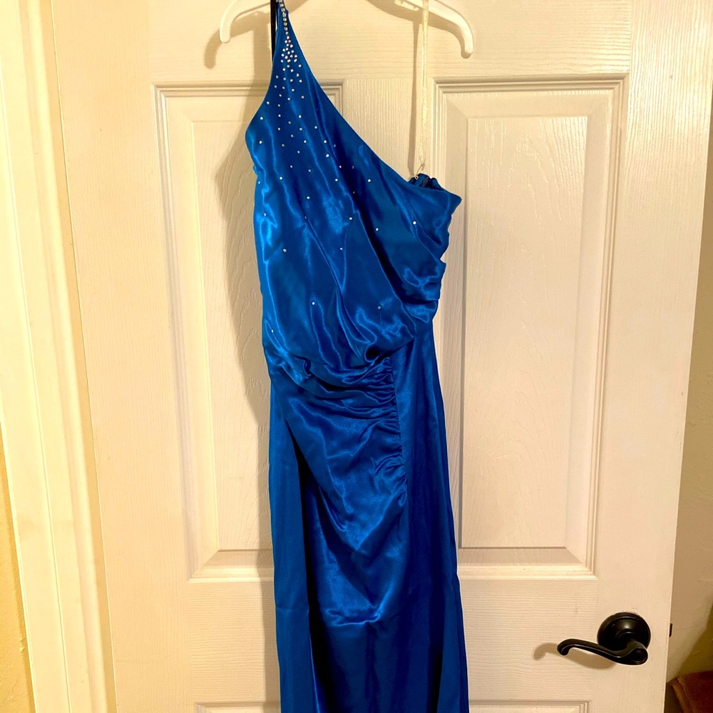 Blue Formal Dress with Rhinestones